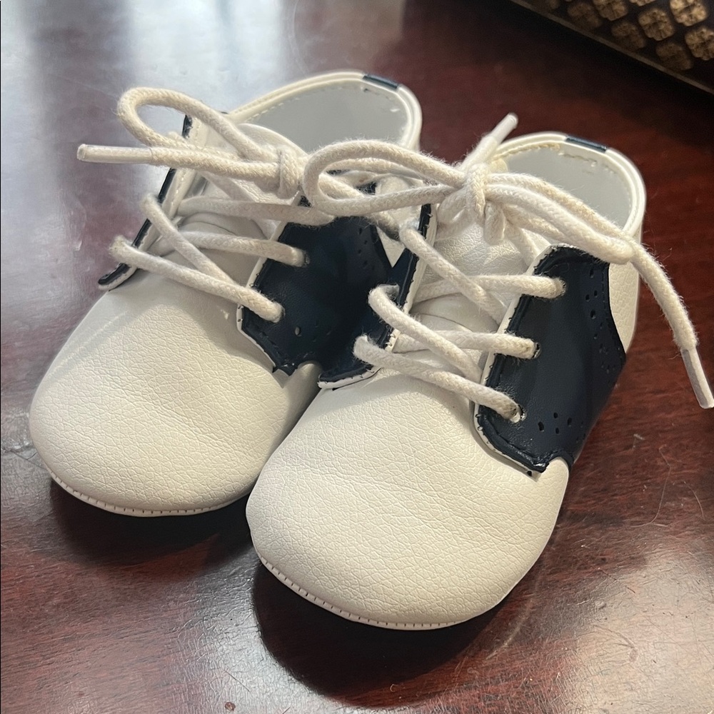 Janie and Jack Navy and White Saddle Oxford Baby Boy Shoes